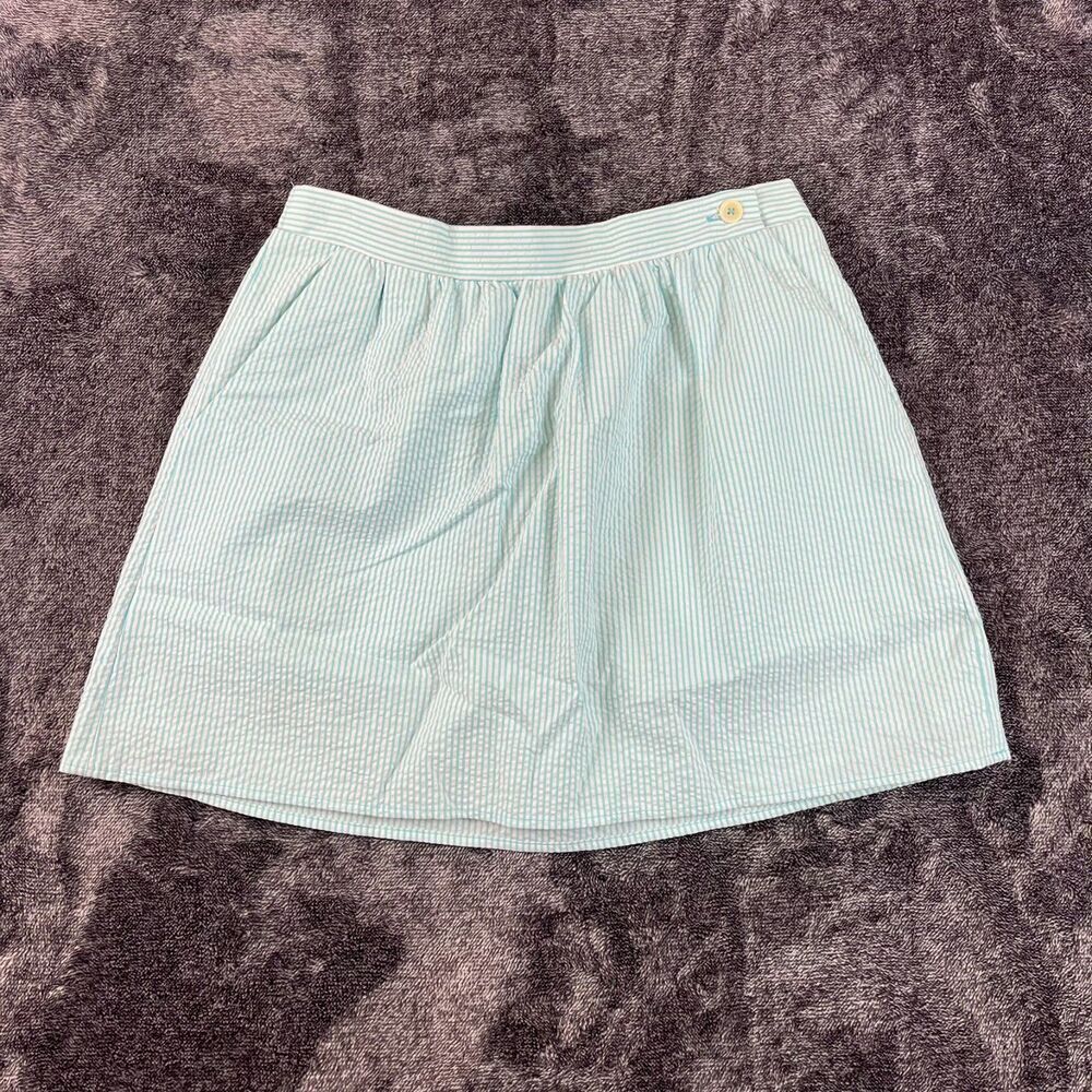 Lilly Pulitzer Mimosa Skirt Mini Lined Seersucker Shorely Blue Striped Sz S NWT
